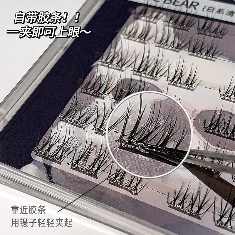 Gege bearkorean style girl group glue-free false eyelashes self-adhesive natureartificial mom-like lazy single cluster eyelashes