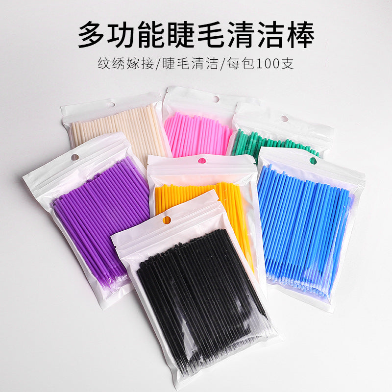 Cleaning swabs for eyelash extensions - quick removal, cleansing eye lashes, fine cotton lash makeup remover tool (specialized)