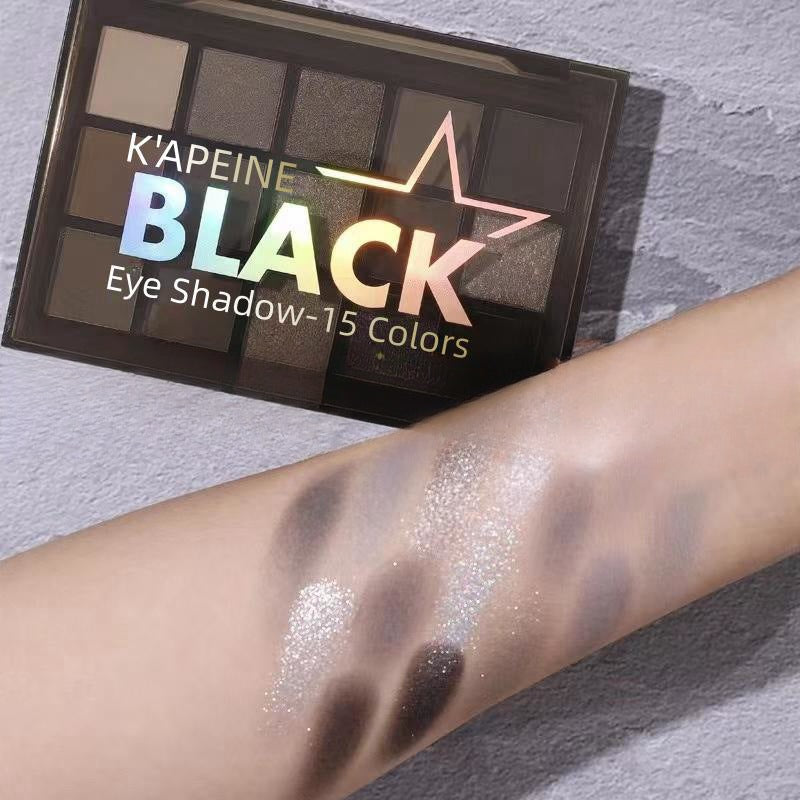 Capel 15-color dark knight eyeshadow palette - shimmer, matte, dark gray, deep shades - european & american smoky eye makeup