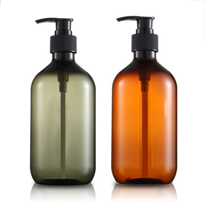 Brown hand sanitizer pet lotion bottle 500ml refillable plastic bottle press body lotion shampoo shower gel bottle