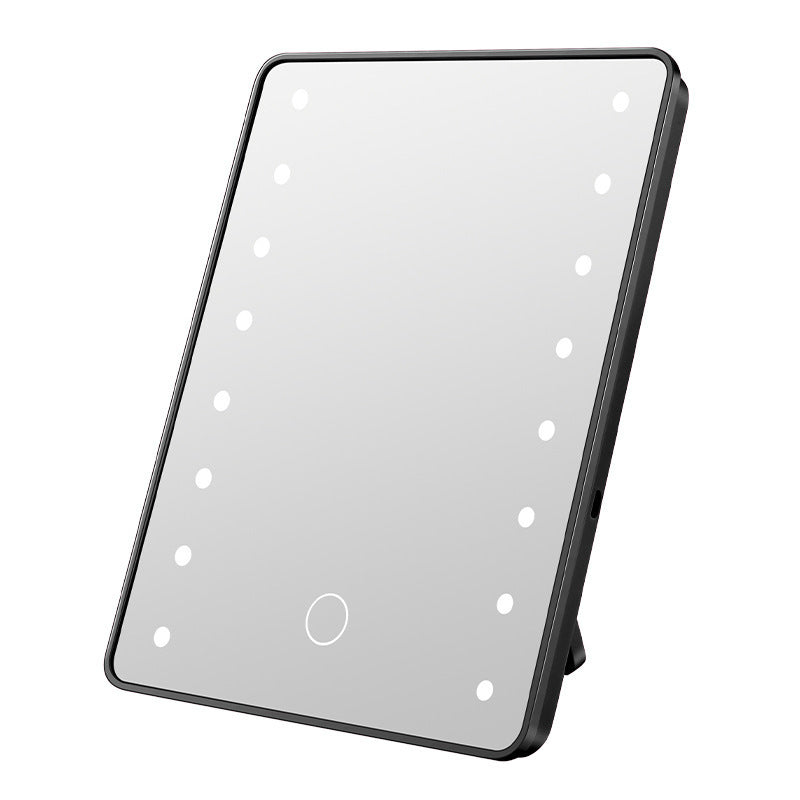 Led makeup mirror with light, desktop home vanity mirror, tabletop sensor folding plastic storage home glass mirror