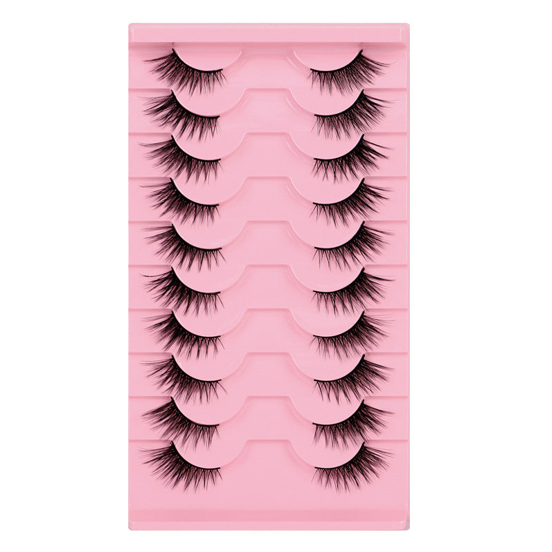 half eyelashes 10 pairs cat eye natural japanese style nude makeup european and american whole strip grafting extension fox false eyelashes