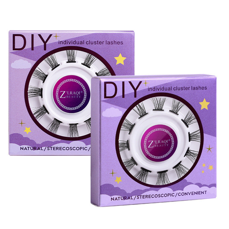 Segmented false eyelashes without glue, single cluster of hard stems can support double eyelids, european and american slender comic eyelashes glue style