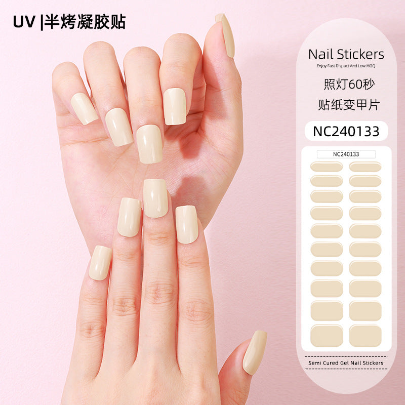 Zhengxiang factory customized korean solid color gel nail stickers uv light therapy semi-cured nail art stickers wholesale amazon