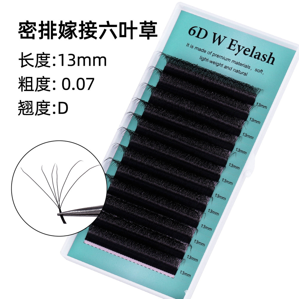 European and american style self-applying eyelash extensions 0.07 black matte d curl soft 6d w shape eye beauty false eyelashes semi-permanent