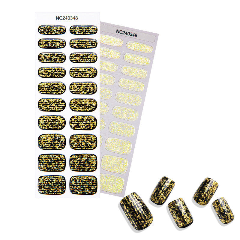 Zhengxiang custom gel nail stickers - waterproof, sparkling cloud brocade uv semi-cured nail art stickers - cross-border e-commerce for us & european amazon