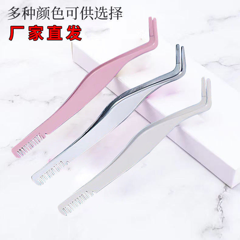 Manufacturer's new stainless steel eyelash applicator with comb, eyelash extension tweezers, false eyelash applicator, beauty tool