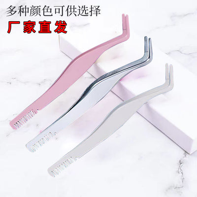 Manufacturer's new stainless steel eyelash applicator with comb, eyelash extension tweezers, false eyelash applicator, beauty tool