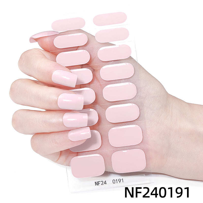 Zhengxiang cross-border fashion pure color gel manicure stickers waterproof flash uv light therapy semi-baked nail stickers full stickers personalized
