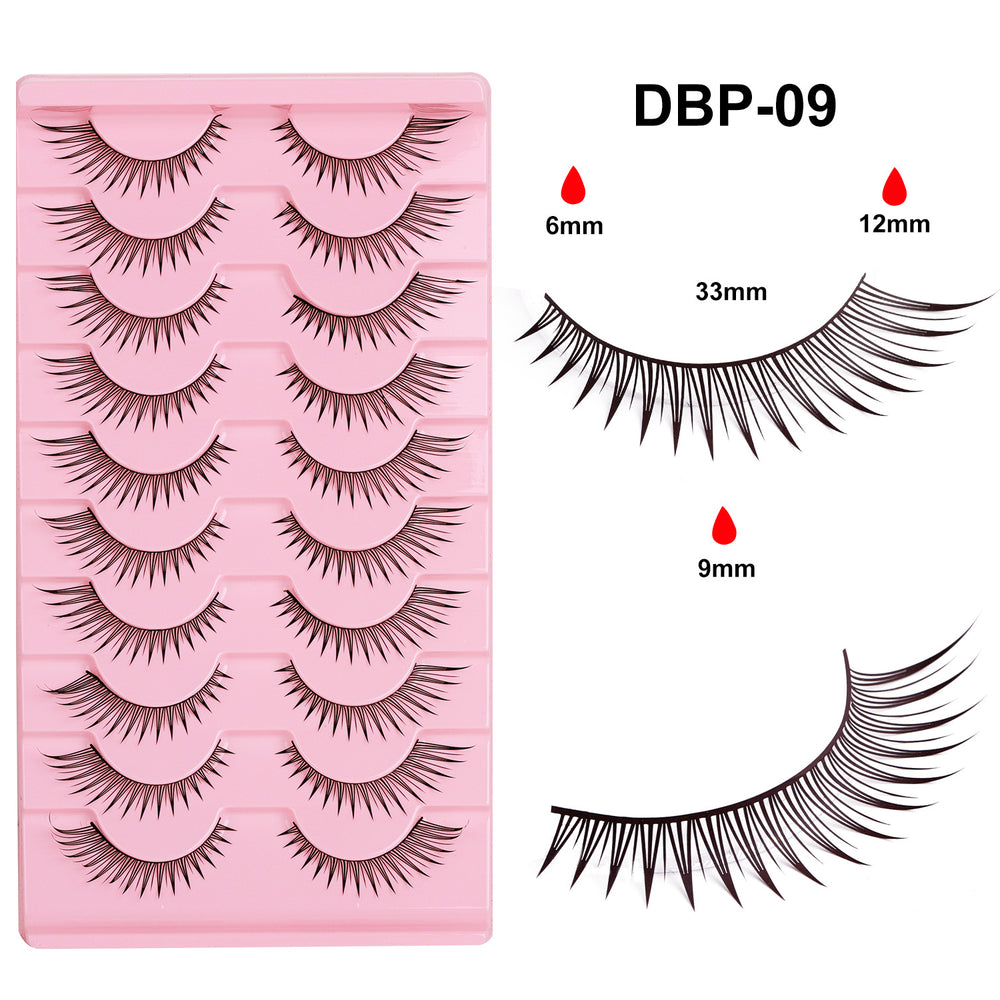 Carefully selected *10 pairs of soft stem and hard stem eyelashes, thick and natural one-piece little devil comic eyelashes glue style