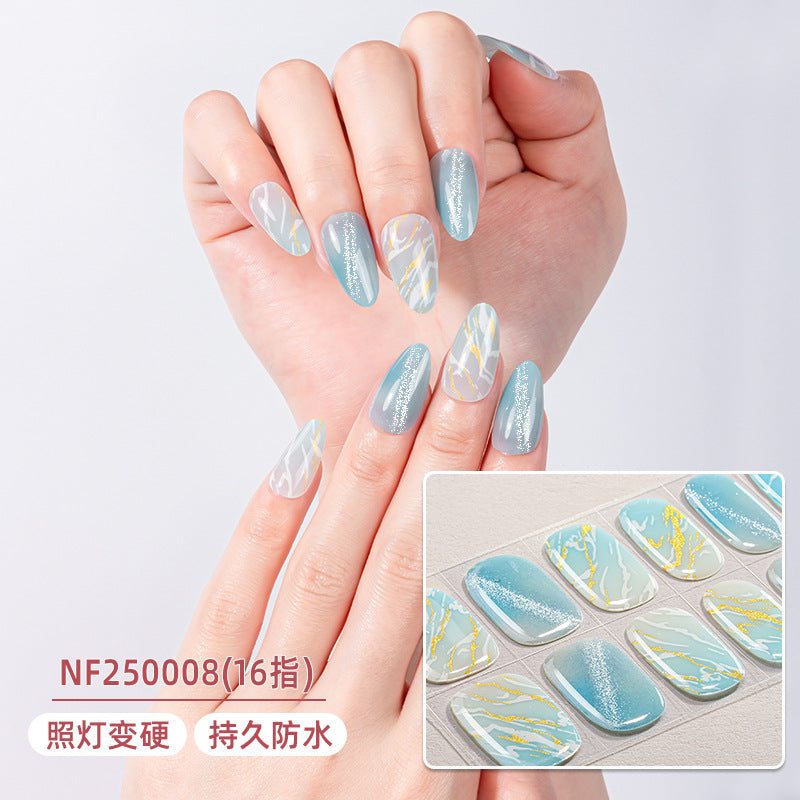 Zhengxiang custom gel nail stickers - european & american leopard print, chasing light cat eye, sparkling uv light, semi-cured nail art stickers, waterproof