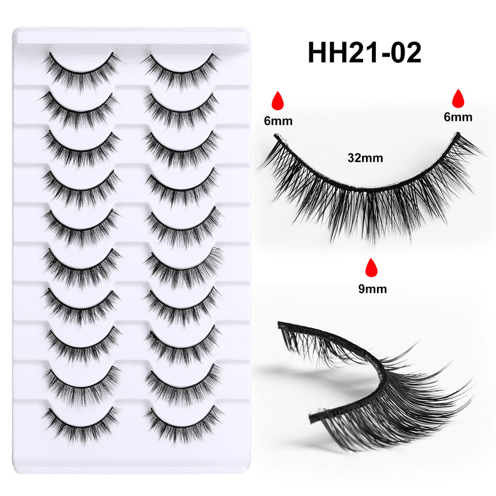 Pingdu 10 pairs of hard stem fake eyelashes, a whole strip of rabbit grandma's whole cluster of eyelashes, glue style, special for makeup artists