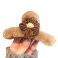 Handmade knitted wool flower hair claw clip - women's autumn/winter retro plush hair clip - sweet shark clip for back of head - hair accessory