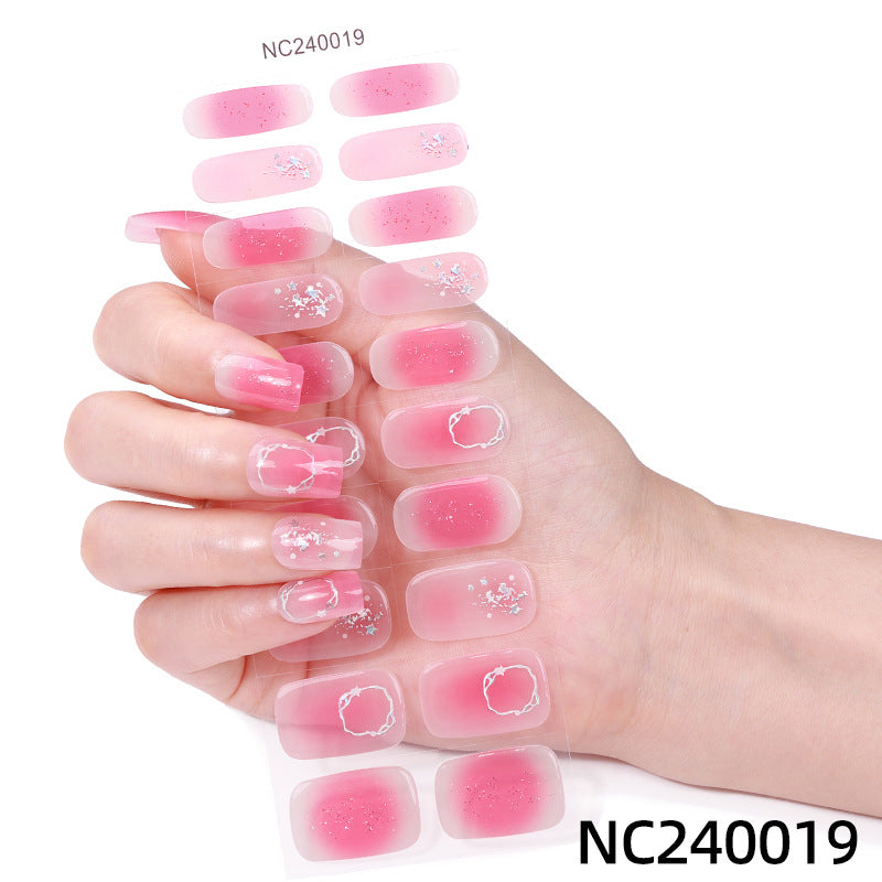 Baking lamp hardening uv second generation gel manicure stickers waterproof hot stamping korean cross-border semi-cured nail stickers personalized