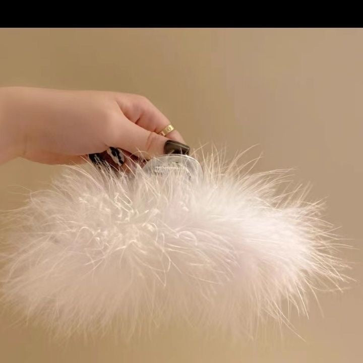 Shark clip fall and winter style feather clip classy sense ostrich hair clip back of head hair clip super fairy headwear