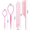 hot-selling hair styling tool suit steel needle tip tail comb hook hair comb comb hair pulling needle hair braider crocodile hair clip