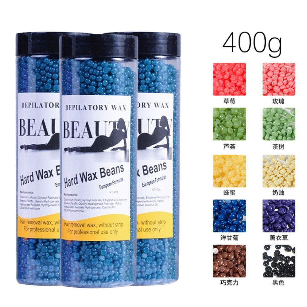Export hair removal beeswax hair removal wax beans paper-free solid hard wax beans whole body hair removal cream 400g canned 10 colors hair removal