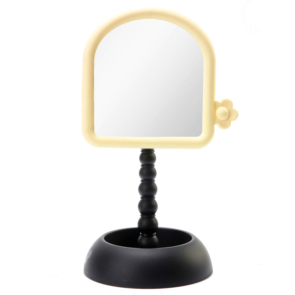 Cosmetic mirror dormitory desktop rotatable home with base square princess mirror portable plastic storage for home mirror