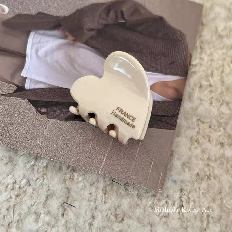 Korean dongdaemun exquisite small heart gripper shark clip classy cute acetic acid side clip small gripper hair clip