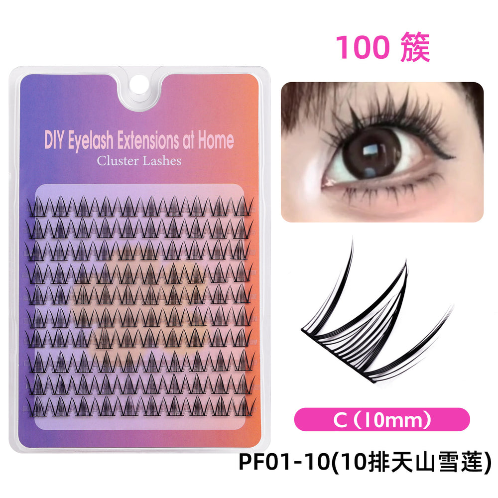 Qingdao natural false eyelashes, 10 rows segmented black band sunflower style, k-pop girl group stage makeup, glue-on false eyelashes