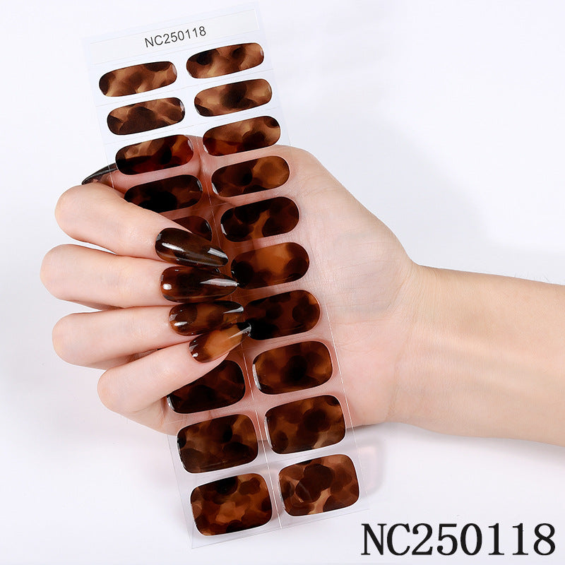 Zhengxiang factory customized gel nail art stickers waterproof fashion flash uv semi-baked semi-cured nail stickers gel nail