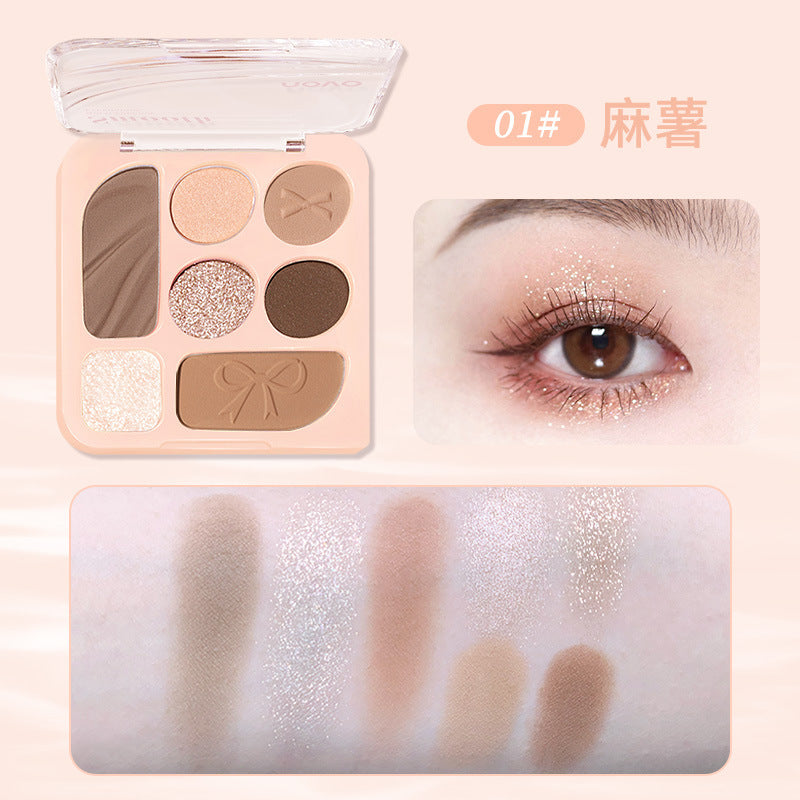 Novo indulge in fantasy seven-color eyeshadow palette - matte, shimmer, fine glitter, highlighter, contour, blush, all-in-one eyeshadow palette