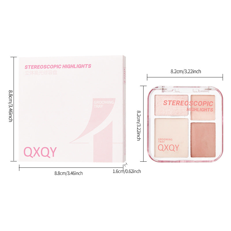 Makeup stereo highlighter palette four-color all-in-one palette matte wet powder brightening and modification nose shadow light makeup eye shadow makeup