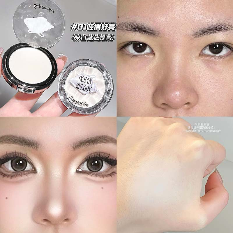 Cappuvini natural volumizing highlighter powder - matte, plumping color for natural, sculpted face, brightens tear troughs and nasolabial folds