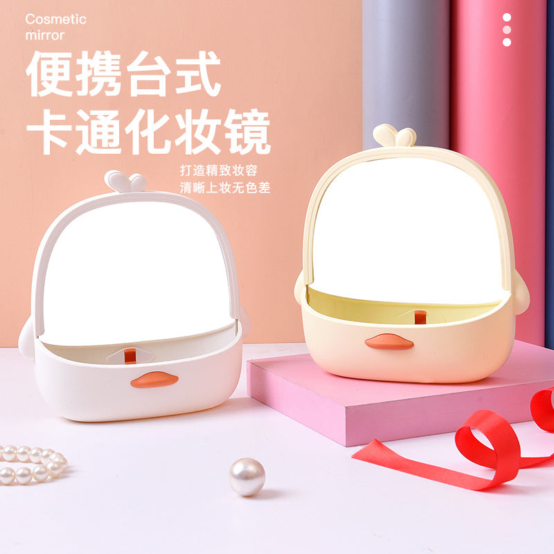Plastic makeup mirror storage all-in-one can be hung portable dormitory desktop desktop can stand mirror for home table home mirror