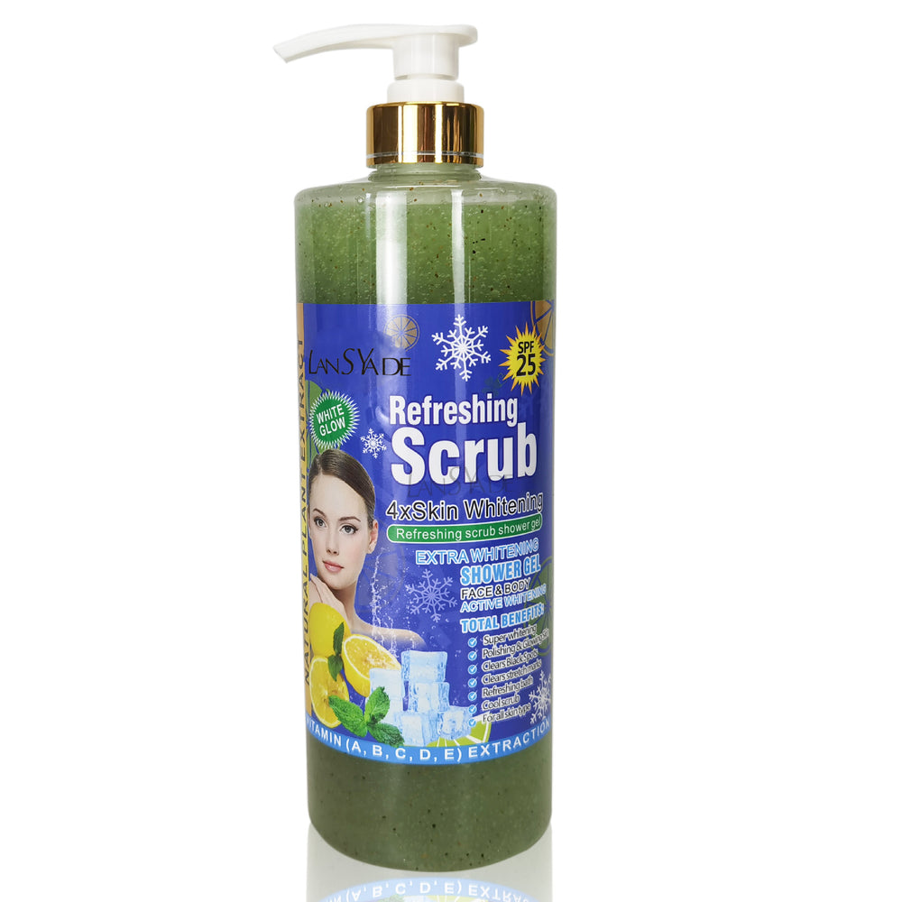 English body wash 1000ml scrub shower gel brightens skin, removes blackness, silky skin, rich foam, exfoliates