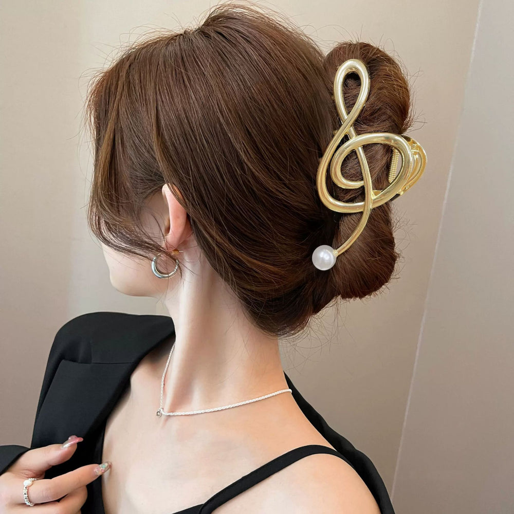 Casualclassy sense of musical note gripper female elegant metal texture shark clip stylish design clip headwear hair clip