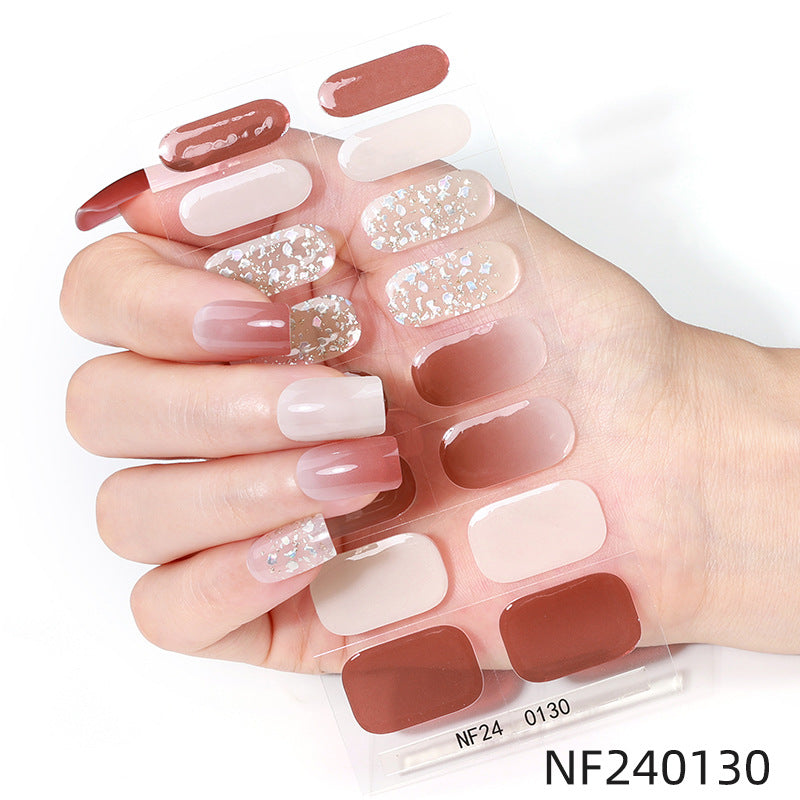 Zhengxiang personalized french gel manicure stickers hot glitter powder fashionuv baking lamp hardening semi-cured nail stickers