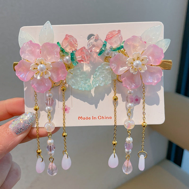 Ancient style hair accessories kidshan dynasty headwear girl ribbon hairpin chinese style costume little girl tassel step shake hairpin