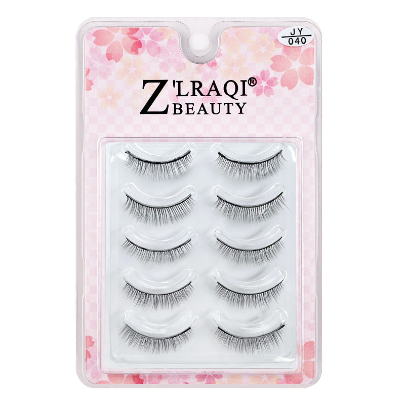 5 pairs japanese style natural false eyelashes - natural baby straight simulated 3d eyelashes with adhesive - simulated qingdao factory