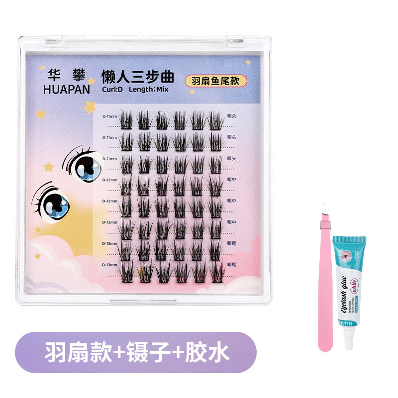 Diy segmented false eyelashes - the lazy person's 3-step natural, lengthening, fine-base self-application eyelash kit with adhesive
