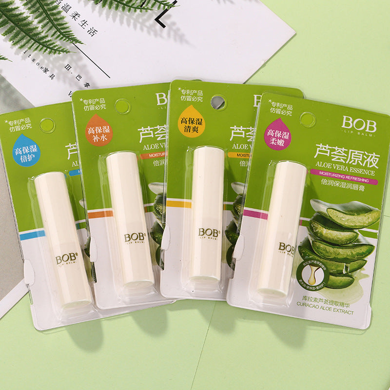 Bob aloe vera moisturizing lip balm for men and women, lightening lip lines, hydrating, transparent, colorless lip balm