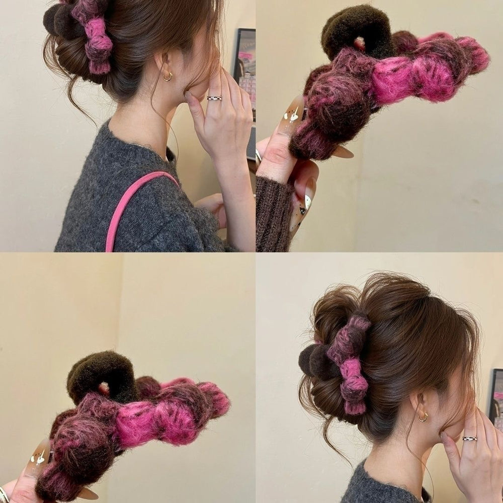 Gentle trap~autumn and winter woolen bow gripper for women 2025 new hairpin back of head hair duckbill clip