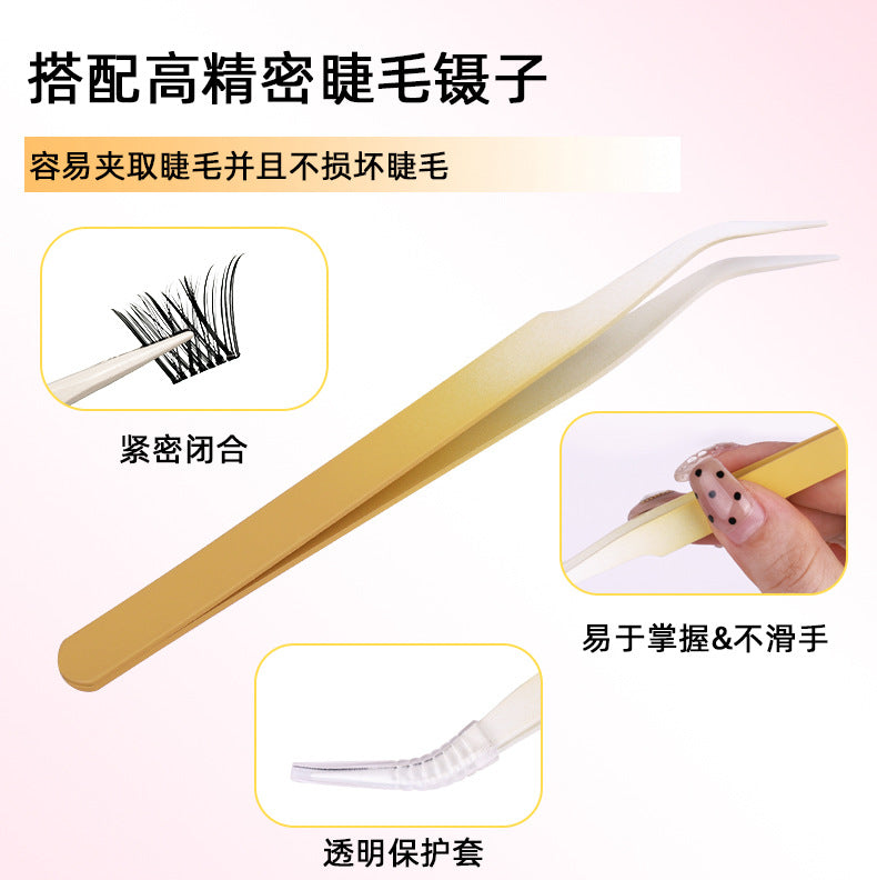 Export style segmented glue-free false eyelashes 10 rows of hard stems thick and thick hair european and american glue-free glue set curling