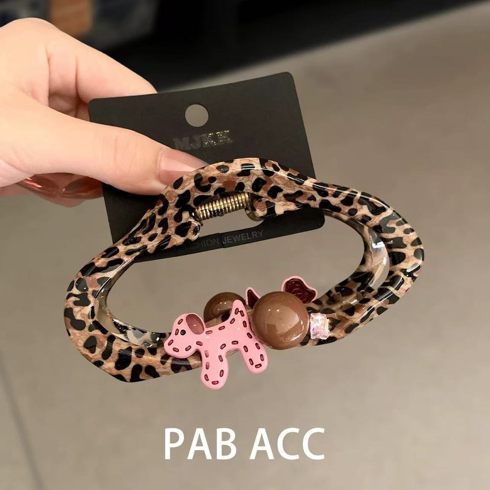 Leopard print cloud puppy gripper hair volume large shark clip new arrivalclassy bun head clip hair styling tool