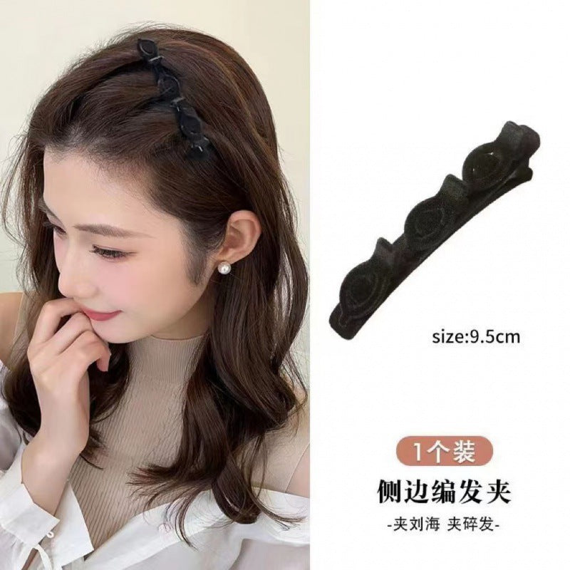 Broken hair storage clip red braided hair clip female princess head flocking fluffy bangs clip side duckbill clip headwear