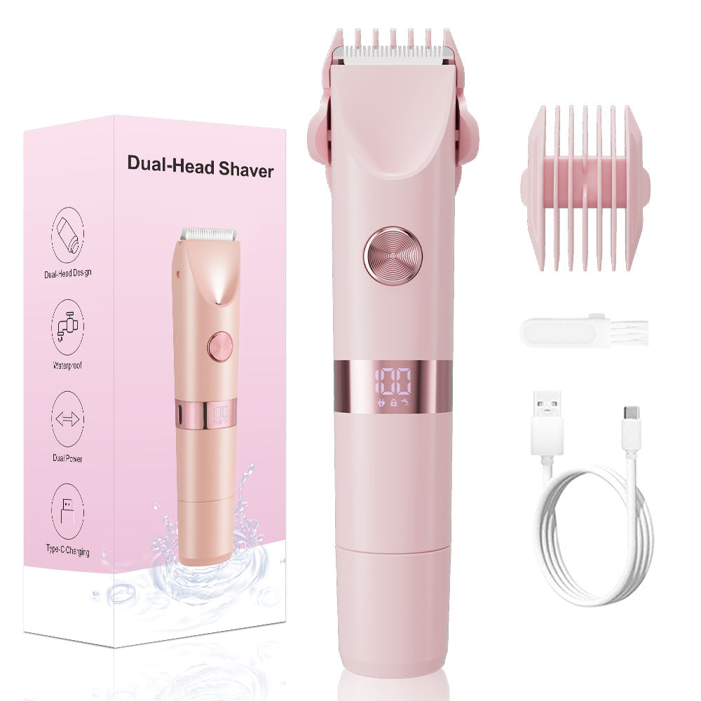 women's double-headed epilator hair removal device electric digital display private parts pubic hair trimmer shaver women's epilator