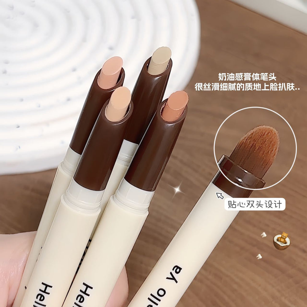 Hello ya translucent concealer pen brightens tear troughs, covers spots, acne marks, dark circles, waterproof, not easy to remove makeup