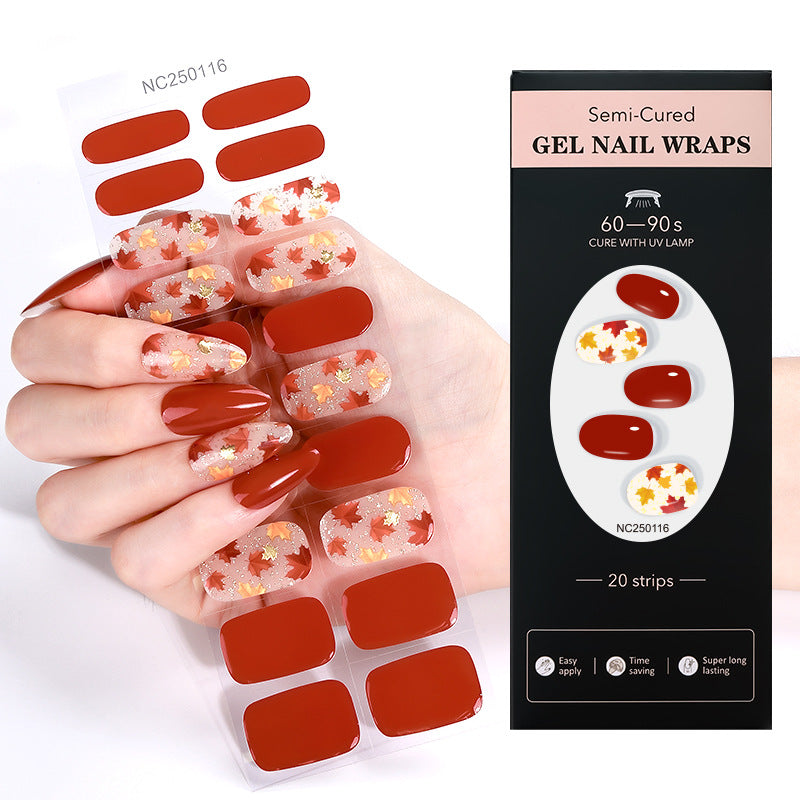 Zhengxiang factory customized gel nail art stickers waterproof fashion flash uv semi-baked semi-cured nail stickers gel nail