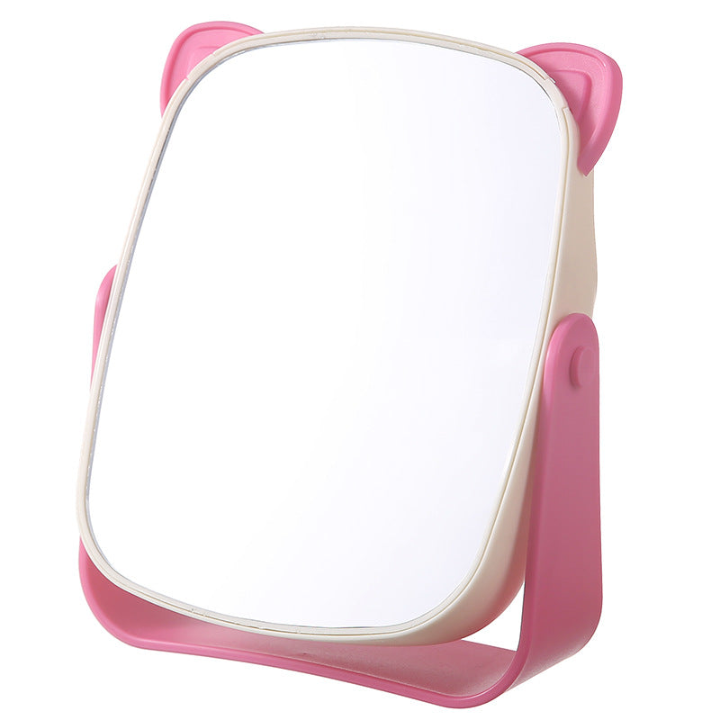 Desktop makeup mirror plastic storage box all-in-onefor home bear hug girls dormitory desktop dressing mirror home mirror