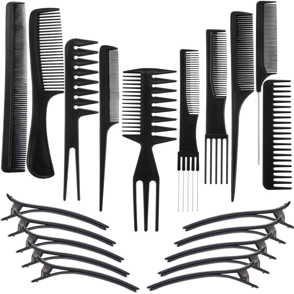 Ten-piece hairdressing comb set, pointed tail comb, hairdressing wide-tooth comb, hair dyeing comb, crocodile clip, duckbill clip, cross-border supply