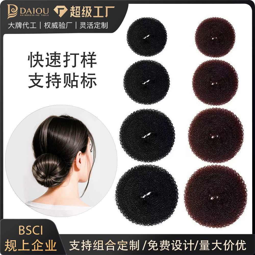 Donut hair curler manufacturer directly supplies styling nylon flower bud head magic self-adhesive ball head hair styling tool
