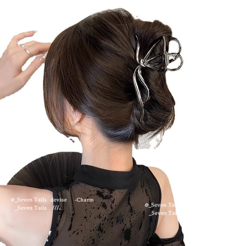 Ins cold style butterfly metal elegant hair clip for women spring and summer classy shark clip hair volume and back of head gripper