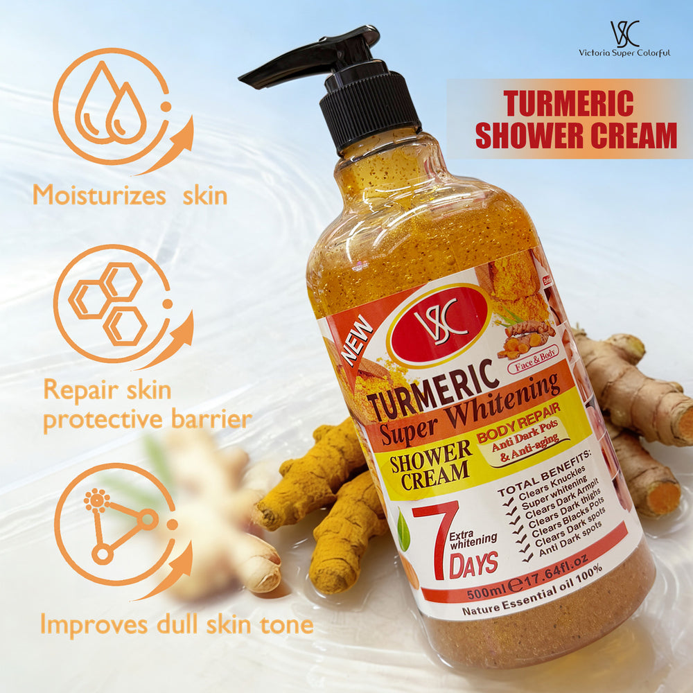 turmeric scrub shower gel 500ml - rich lather, refreshing, moisturizing body wash with carrot extract - export quality