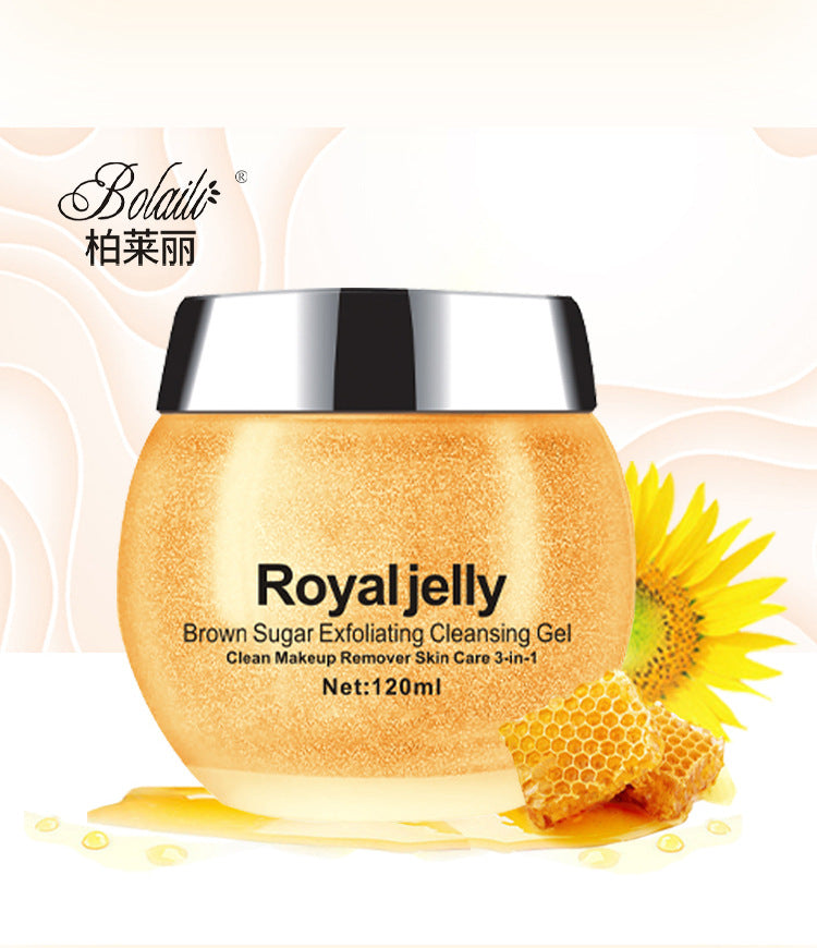 royal jelly brown sugar pore cleansing ice crystal gel - blackhead, acne, and mite removal, makeup removal, cleansing, and exfoliation