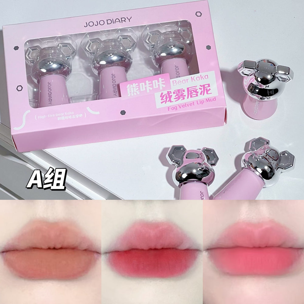 Jojo diary bear kaka velvet mist lip mud lip glaze suit velvet matte matte student affordable whitening lipstick